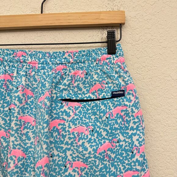 CHUBBIES The Domingos Are For Flamingos 5.5” Classic Swim Trunk Blue/Pink - Picture 6 of 10